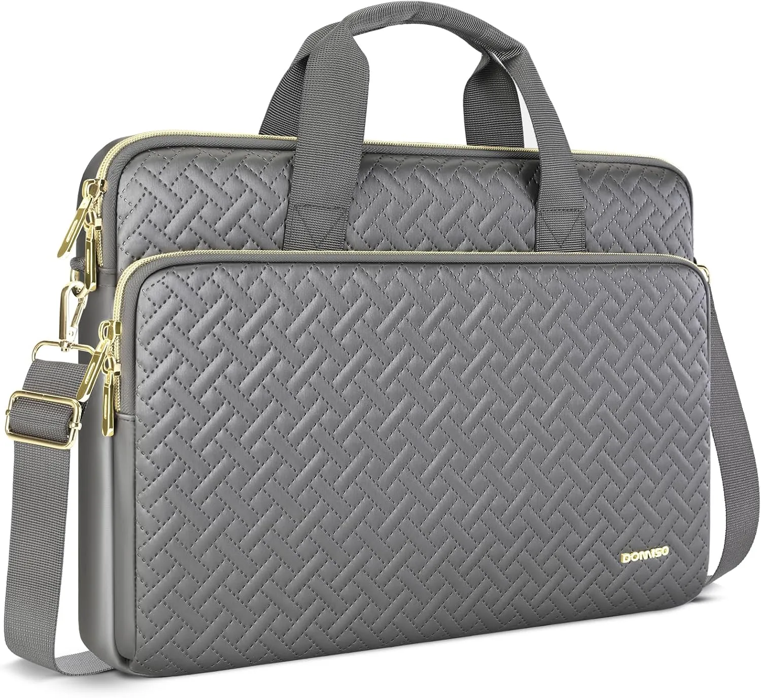 DOMISO 17.3 inch Laptop Sleeve Case Water-Resistant Computer Cover Bag with Detachable Shoulder Straps for HP, Dell Notebook,Grey