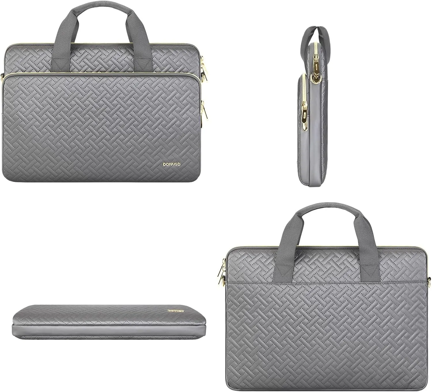 DOMISO 17.3 inch Laptop Sleeve Case Water-Resistant Computer Cover Bag with Detachable Shoulder Straps for HP, Dell Notebook,Grey