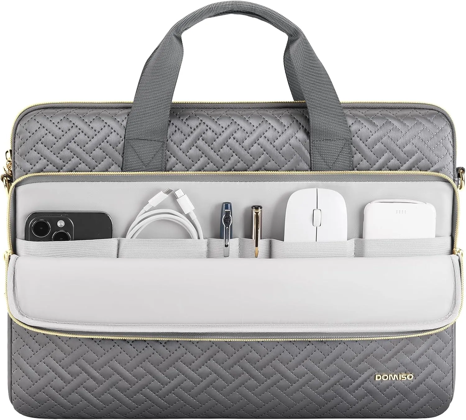 DOMISO 17.3 inch Laptop Sleeve Case Water-Resistant Computer Cover Bag with Detachable Shoulder Straps for HP, Dell Notebook,Grey