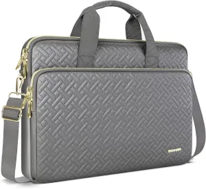 DOMISO 17.3 inch Laptop Sleeve Case Water-Resistant Computer Cover Bag with Detachable Shoulder Straps for HP, Dell Notebook,Grey