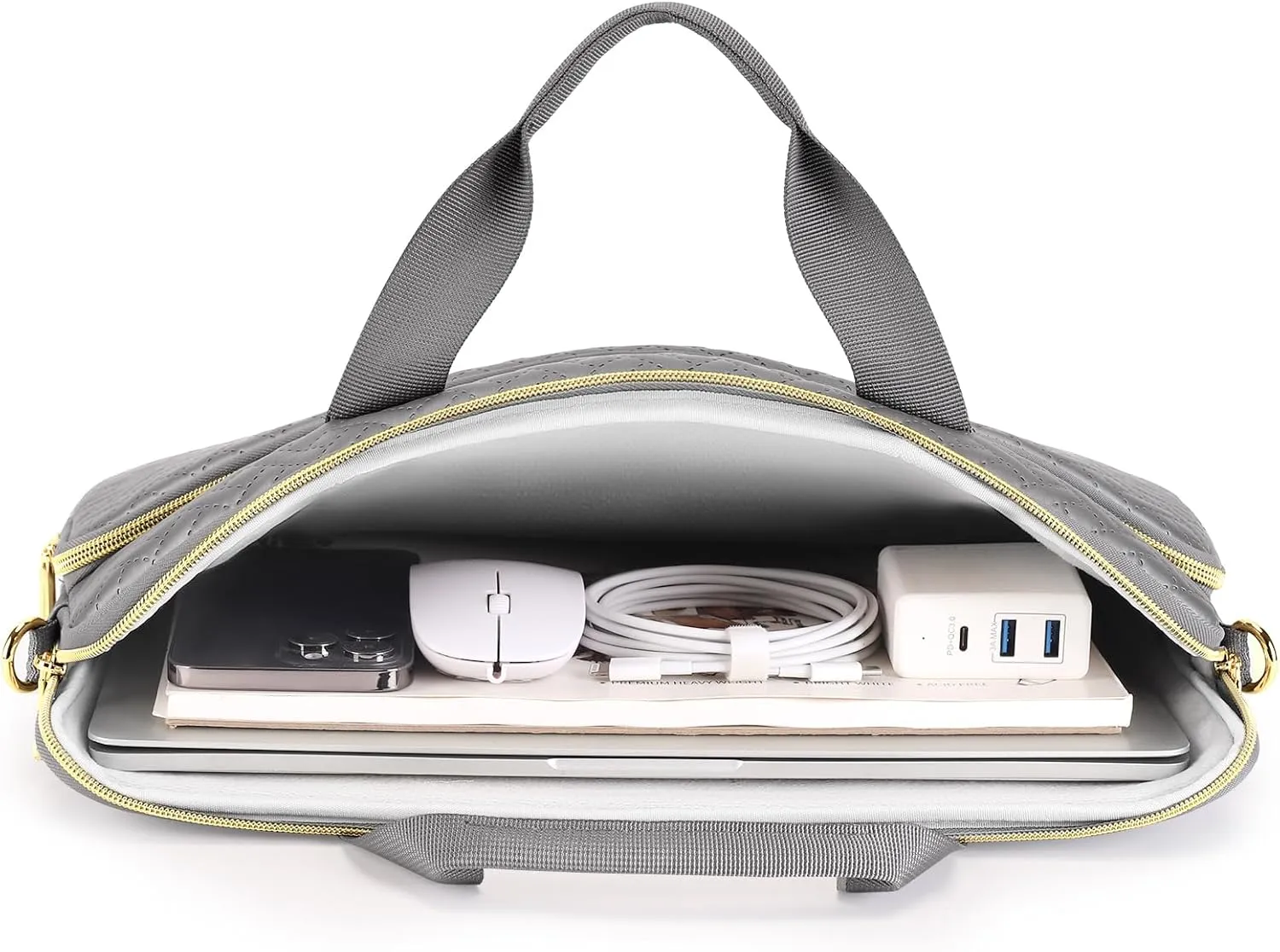 DOMISO 17.3 inch Laptop Sleeve Case Water-Resistant Computer Cover Bag with Detachable Shoulder Straps for HP, Dell Notebook,Grey