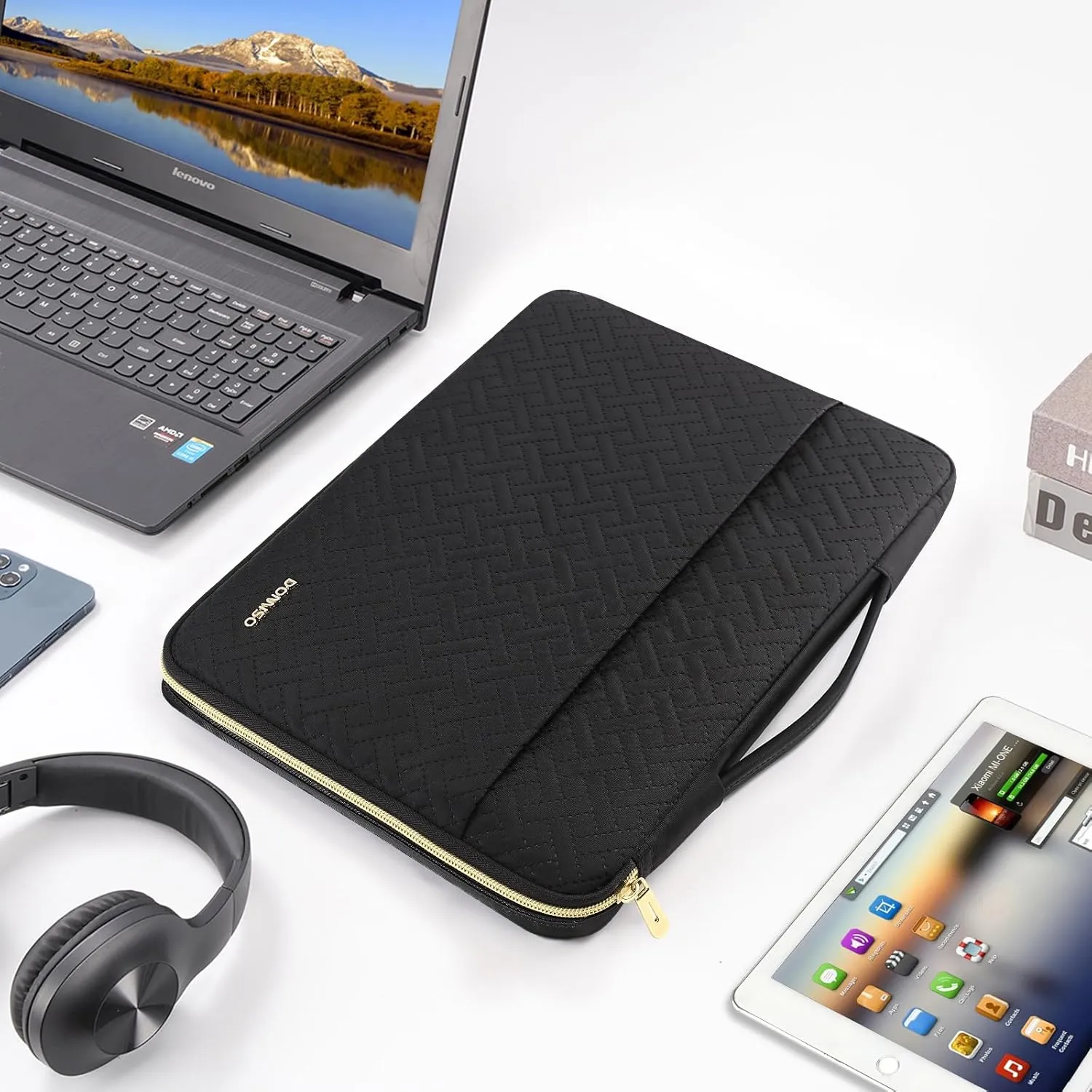 DOMISO Laptop Sleeve Case 17.3 inch Waterproof Computer Carrying Handbag with Small Accessory Bag Compatible with 17.3" MSI GS73VR Stealth Pro/LG Gram 17"/HP Envy 17/ROG Strix GL702VS, Black
