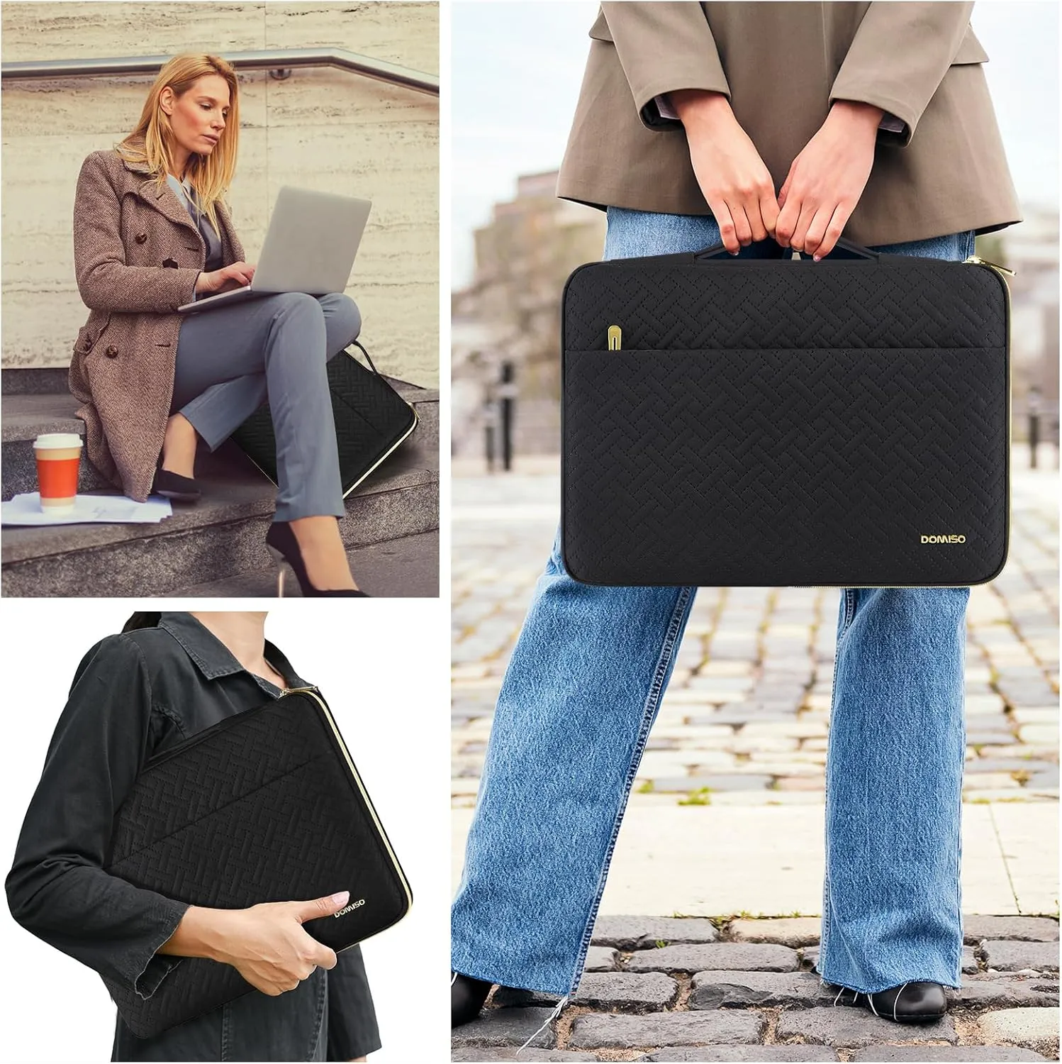 DOMISO Laptop Sleeve Case 17.3 inch Waterproof Computer Carrying Handbag with Small Accessory Bag Compatible with 17.3" MSI GS73VR Stealth Pro/LG Gram 17"/HP Envy 17/ROG Strix GL702VS, Black