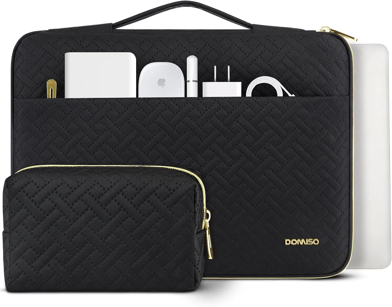 DOMISO Laptop Sleeve Case 17.3 inch Waterproof Computer Carrying Handbag with Small Accessory Bag Compatible with 17.3" MSI GS73VR Stealth Pro/LG Gram 17"/HP Envy 17/ROG Strix GL702VS, Black