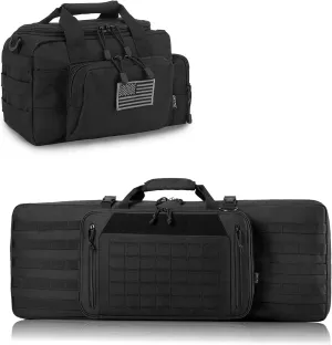 Double Rifle Bag 32" (Black)   Range Bag Small for 2X Pistol (Black), Lockable Zipper, Durable Material, Compact Design…
