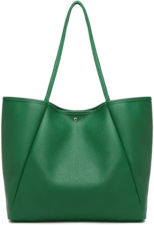 Dreubea Large Leather Tote Bag for Women - Big Work Bag, Spacious Minimalist Handbag, Stylish Laptop Tote for Travel & Office