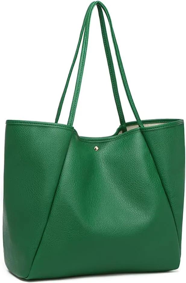 Dreubea Large Leather Tote Bag for Women - Big Work Bag, Spacious Minimalist Handbag, Stylish Laptop Tote for Travel & Office