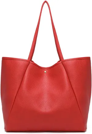 Dreubea Large Leather Tote Bag for Women - Big Work Bag, Spacious Minimalist Handbag, Stylish Laptop Tote for Travel & Office