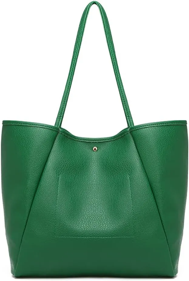 Dreubea Large Leather Tote Bag for Women - Big Work Bag, Spacious Minimalist Handbag, Stylish Laptop Tote for Travel & Office
