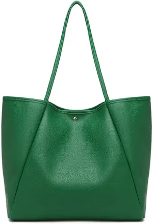 Dreubea Large Leather Tote Bag for Women - Big Work Bag, Spacious Minimalist Handbag, Stylish Laptop Tote for Travel & Office