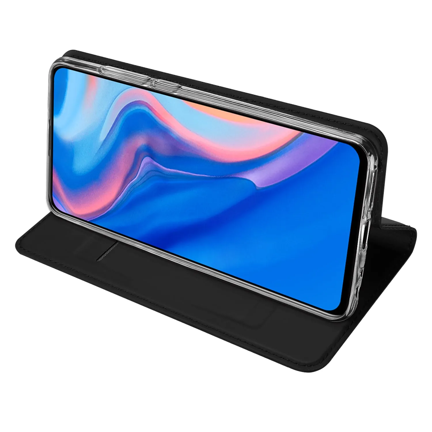 DUX DUCIS for HUAWEI Y9 Prime 2019 Solid Color Magnetic Attraction Leather Protective Phone Case with Card Slot Bracket Royal blue