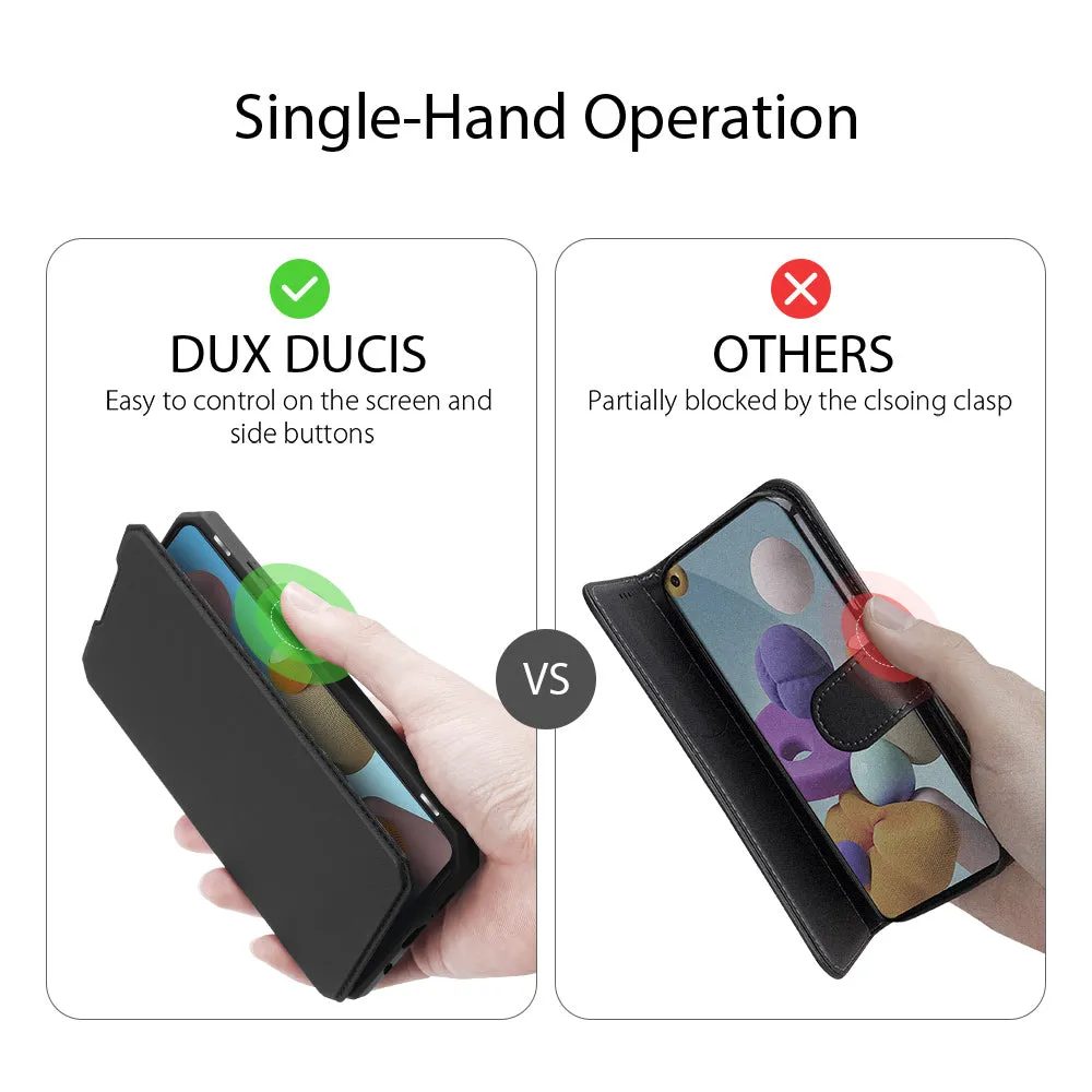 DUX DUCIS for Samsung A21S/A51 5G Magnetic Mobile Phone Holder Leather Case with Cards Slot black_Samsung A21S