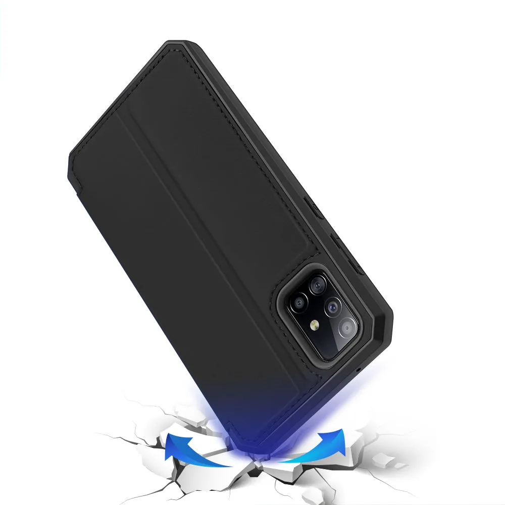 DUX DUCIS for Samsung A21S/A51 5G Magnetic Mobile Phone Holder Leather Case with Cards Slot black_Samsung A51 5G