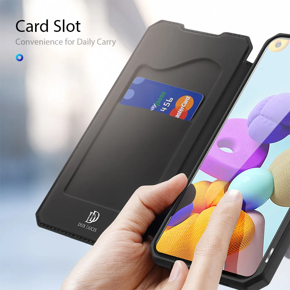 DUX DUCIS for Samsung A21S/A51 5G Magnetic Mobile Phone Holder Leather Case with Cards Slot black_Samsung A51 5G