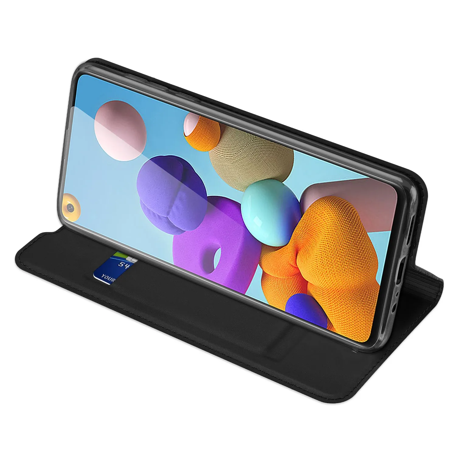 DUX DUCIS for Samsung A21s/A51 5G Magnetic Protective Case Bracket with Card Slot Leather Mobile Phone Cover blue