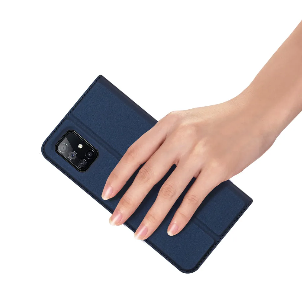 DUX DUCIS for Samsung A21s/A51 5G Magnetic Protective Case Bracket with Card Slot Leather Mobile Phone Cover blue