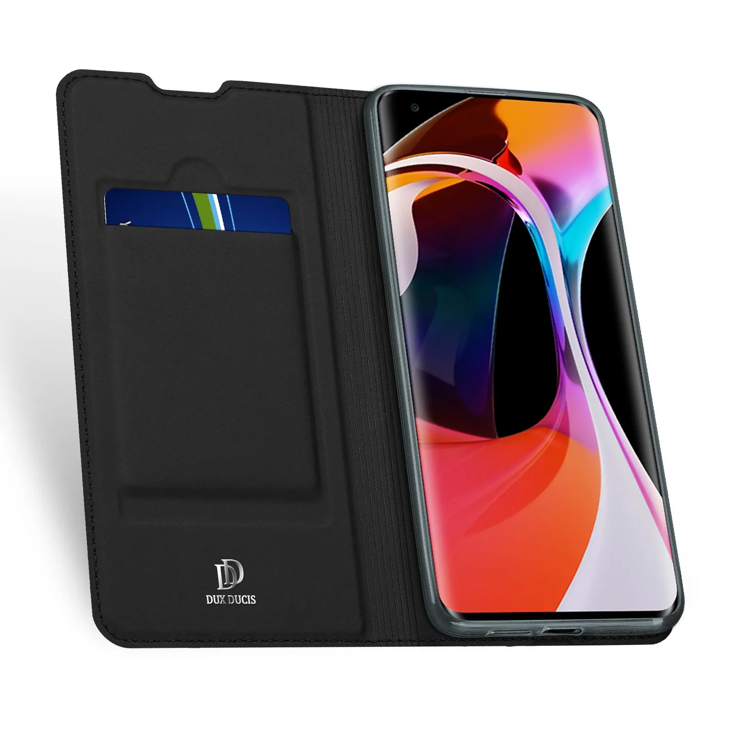 DUX DUCIS For XIAOMI 10/MI 10 Pro Fall Resistant Mobile Phone Cover Magnetic Leather Protective Case with Cards Slot Bracket black