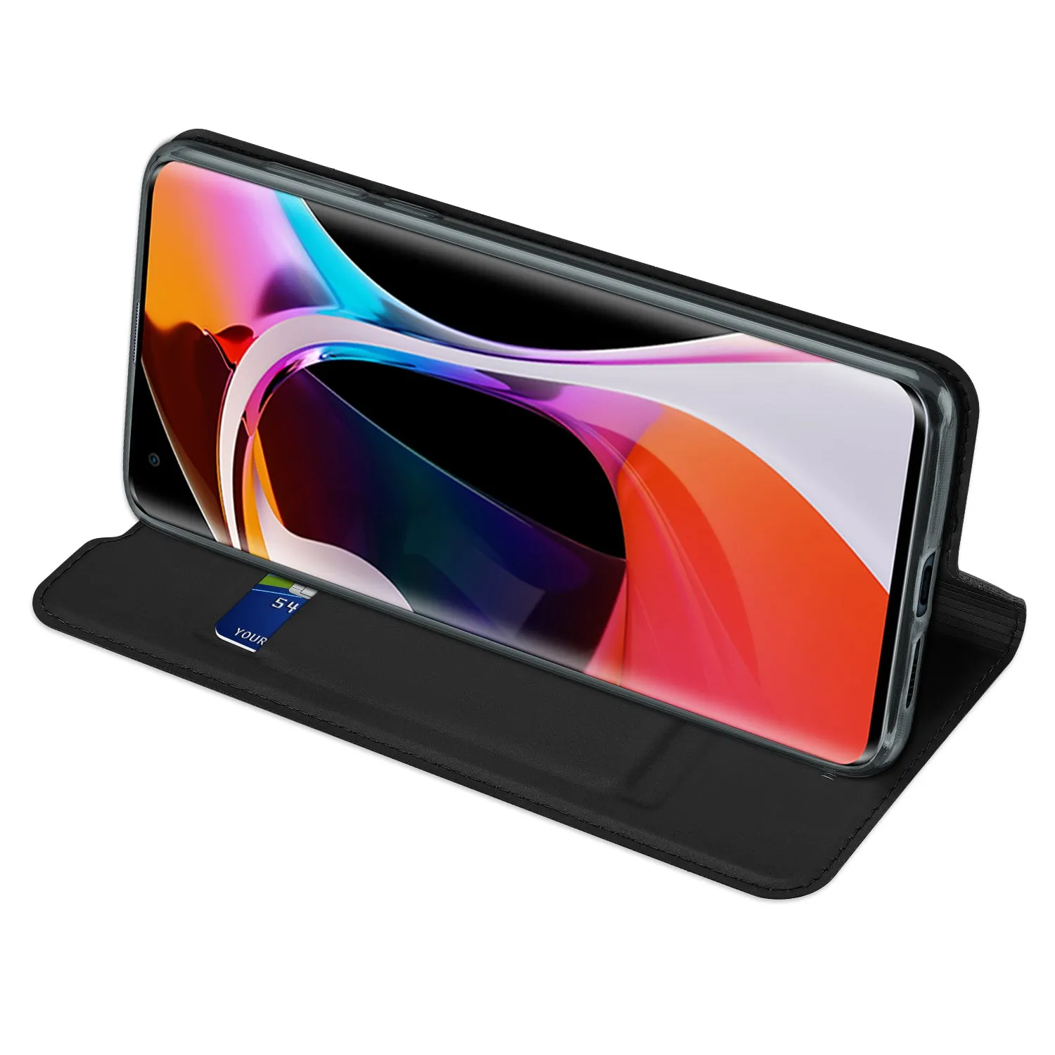 DUX DUCIS For XIAOMI 10/MI 10 Pro Fall Resistant Mobile Phone Cover Magnetic Leather Protective Case with Cards Slot Bracket black