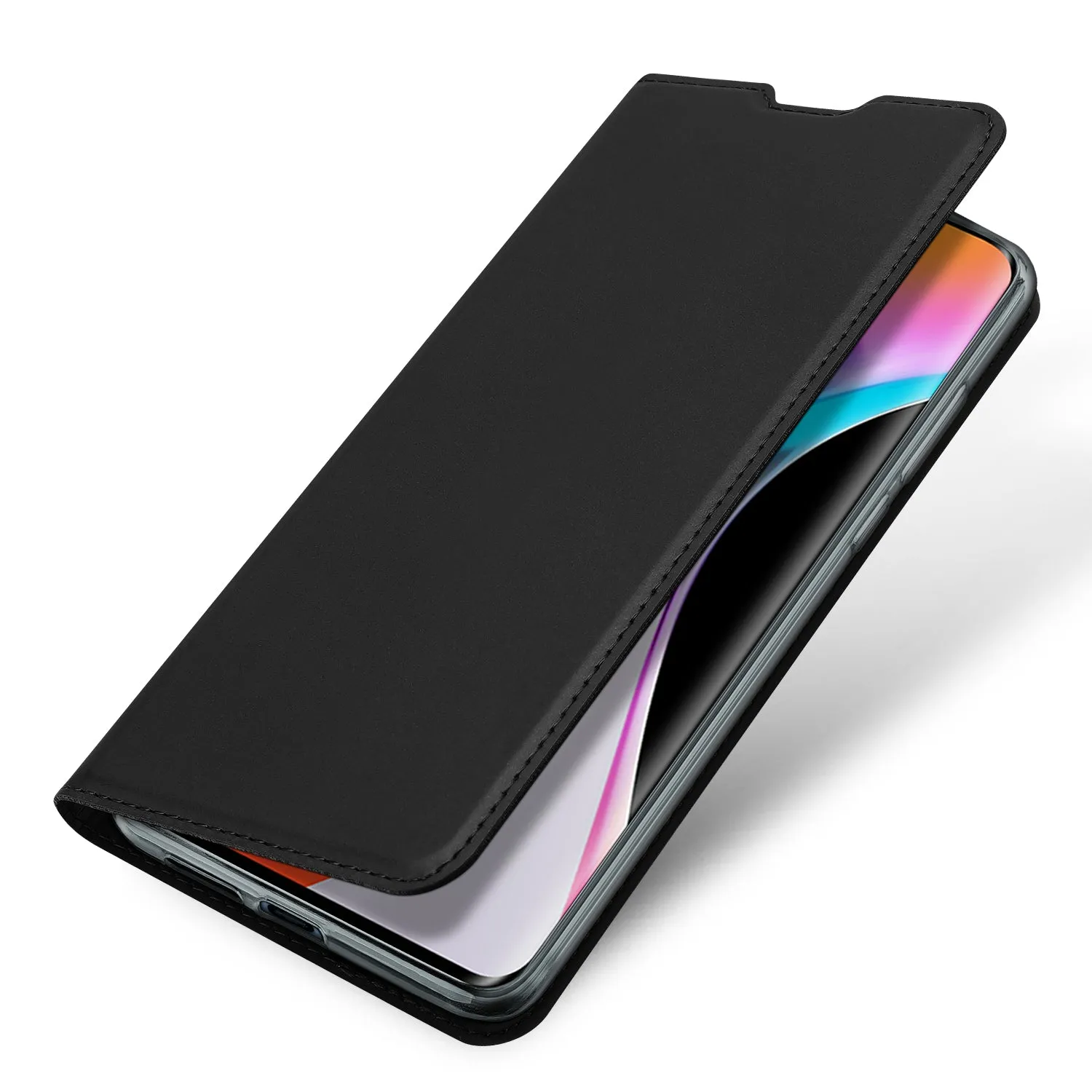 DUX DUCIS For XIAOMI 10/MI 10 Pro Fall Resistant Mobile Phone Cover Magnetic Leather Protective Case with Cards Slot Bracket black