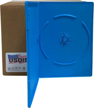 DVD Cases Slimline 7mm Premium, Single 1 Disc, Blue, Pack of 100