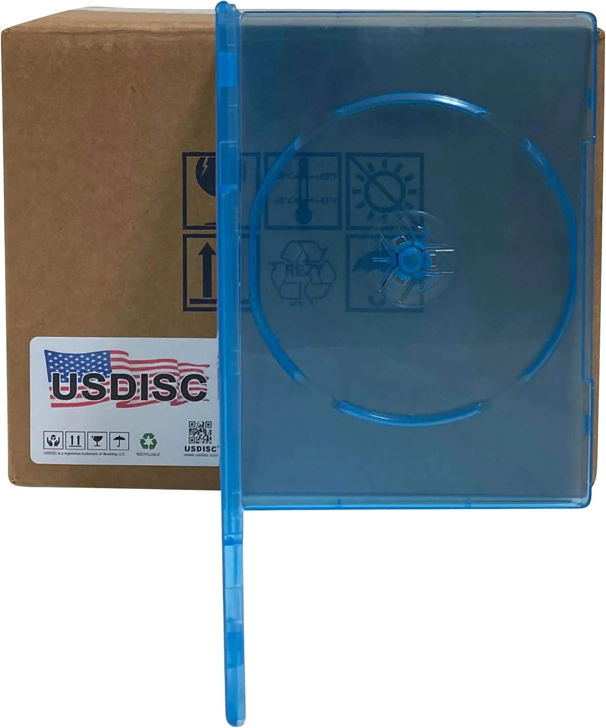 DVD Cases Slimline 7mm Premium, Single 1 Disc, Clear Blue, Pack of 200