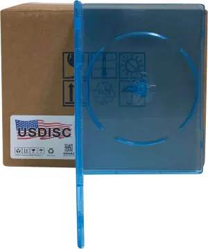 DVD Cases Slimline 7mm Premium, Single 1 Disc, Clear Blue, Pack of 200