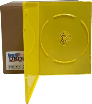 DVD Cases Slimline 7mm Premium, Single 1 Disc, Yellow, Pack of 100
