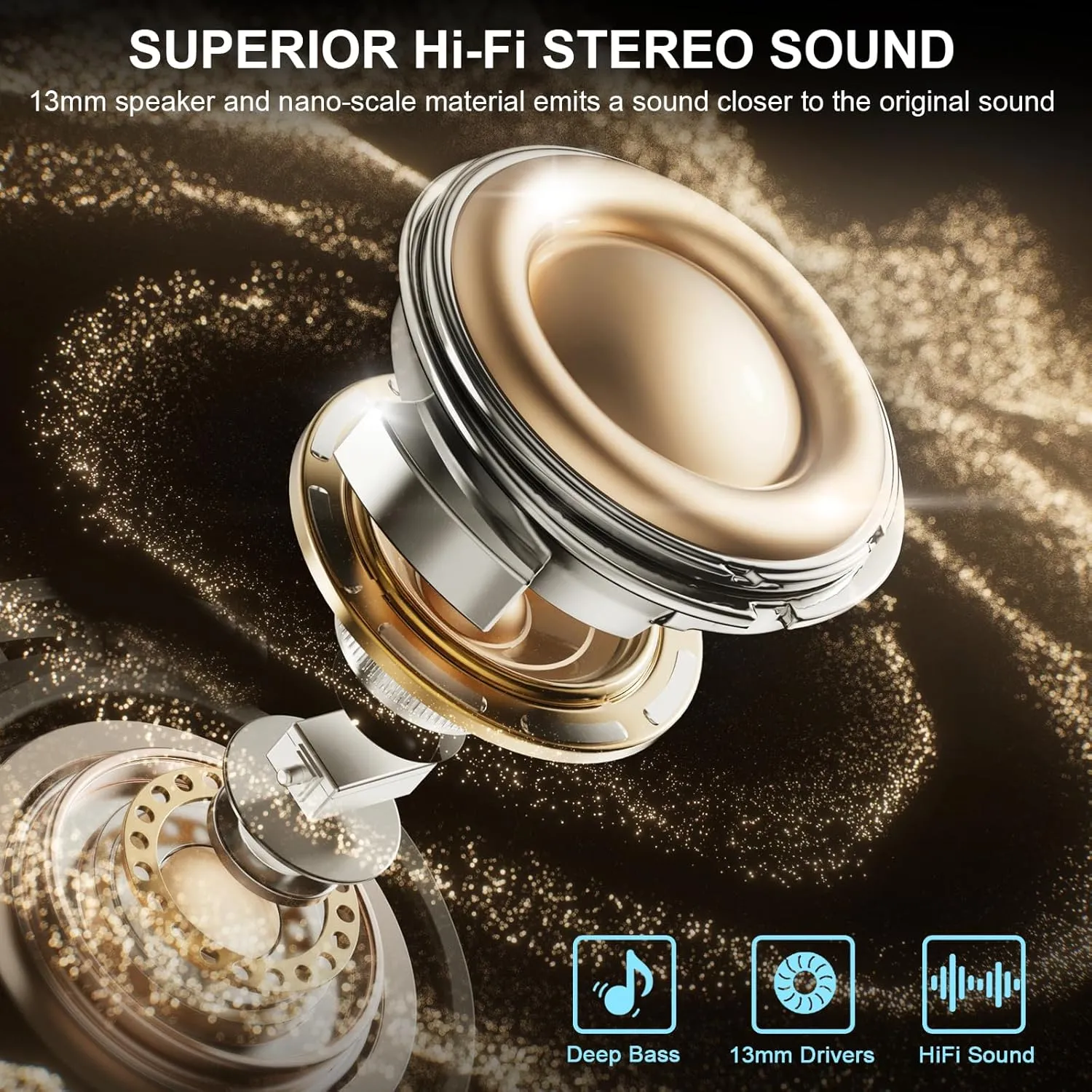 Earbuds Wireless Bluetooth 5.4 Headphones Noise Cancelling, 40H Playtime Bluetooth Ear Bud with Dynamic Drivers Stereo, Earphone Wireless Headset with LED Power Display for Laptop Pad Phones