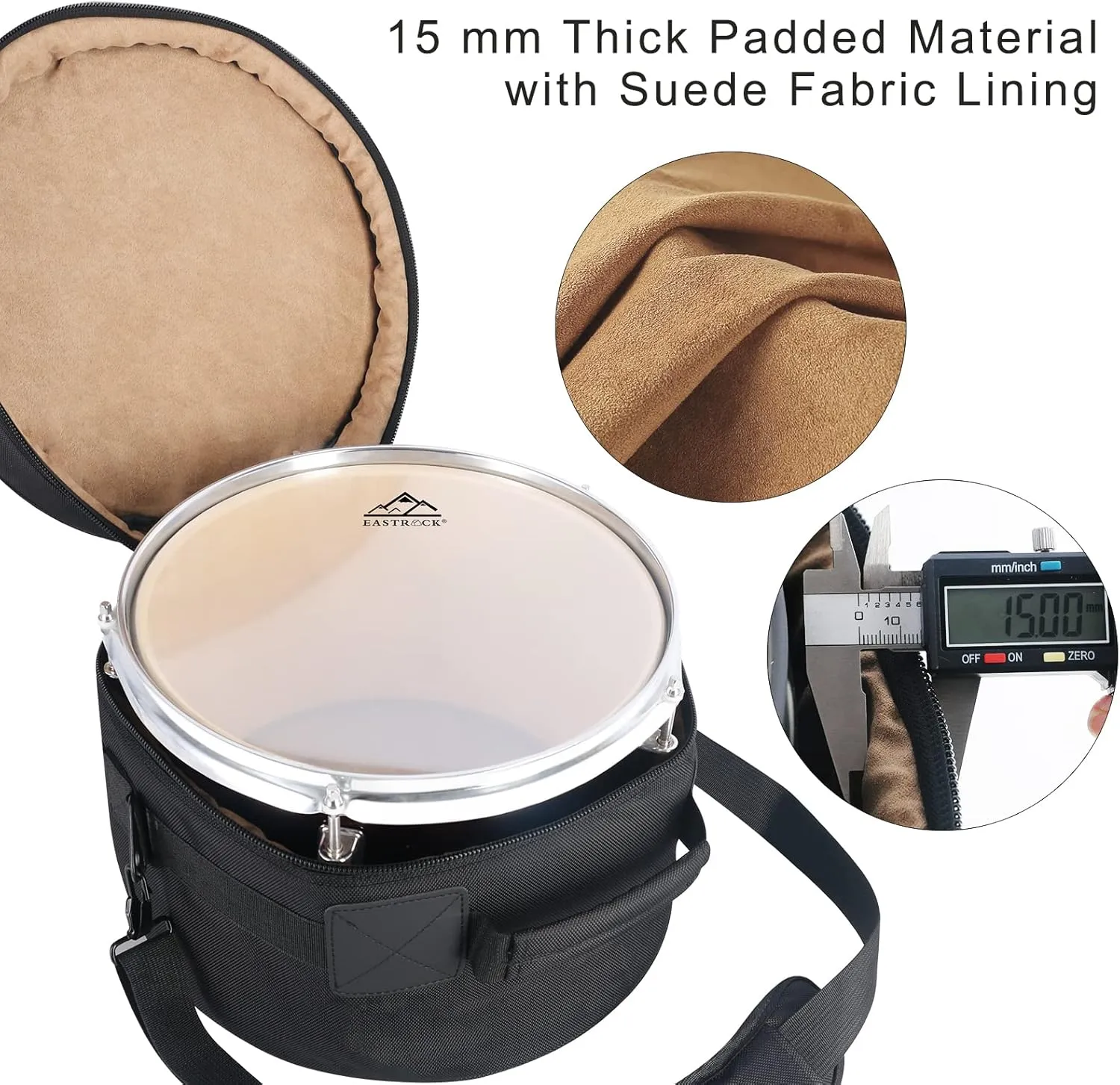 EASTROCK 12" x8" Tom Drum Bag, Tom Drum Cases 15 mm Thick Padding for Your Drum Protection (12 * 8" Tom)