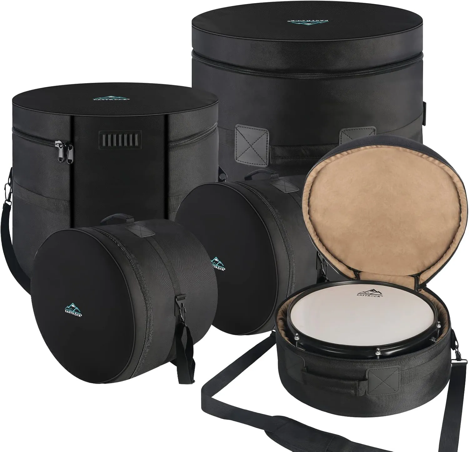 EASTROCK 5-Piece Drum Bag Set for 12" Tom, 13" Tom, 14" Snare, 16" Floor Tom, 22" Bass Drum, Drum Cases (5 Pieces)
