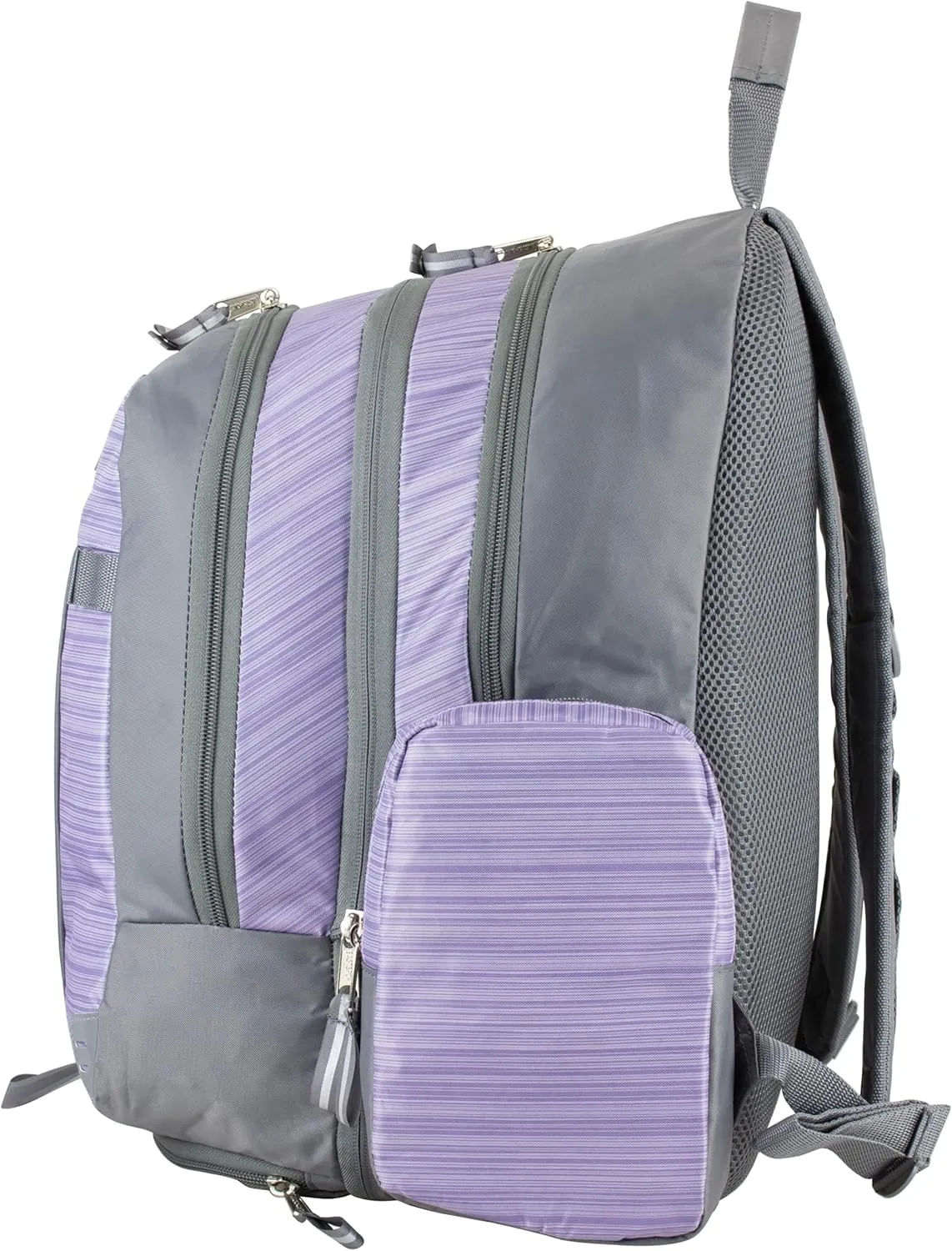 Eastsport Extra Large Backpack Expandable Oversized For Travel Hiking Work Camping Sports Outdoors With Drawstring Bag 18x13.5x9.5 Mochila De Viaje Lilac Stripes