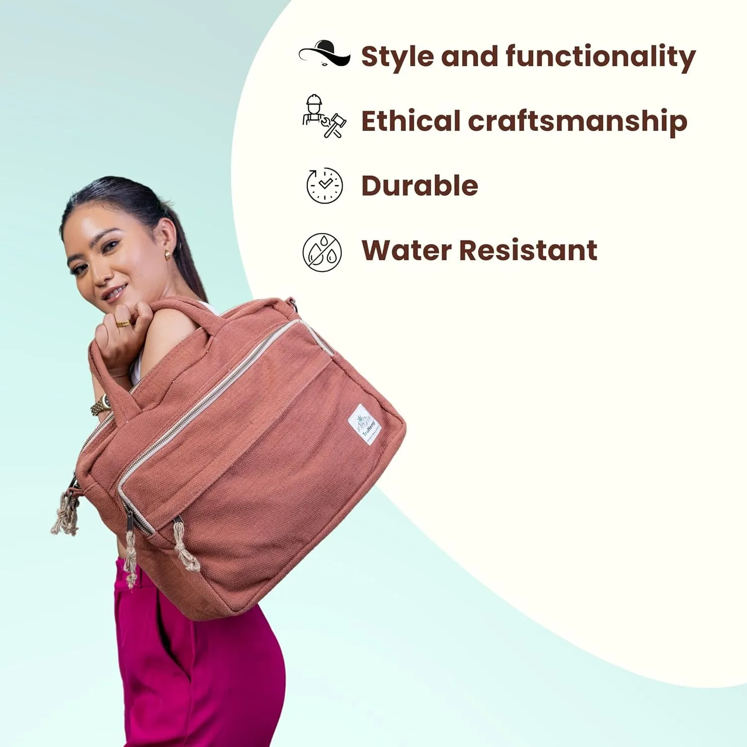 Eco Laptop Side Bag Eco-friendly laptop bag Sustainable Laptop Bag Hemp Laptop Bag Unisex Laptop Bag
