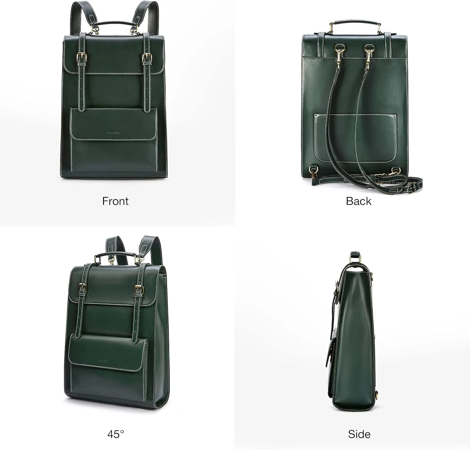 ECOSUSI Laptop Backpack for Women PU Leather Backpack Vintage for Laptop 15.6 inches Computer Bag College Bookbag