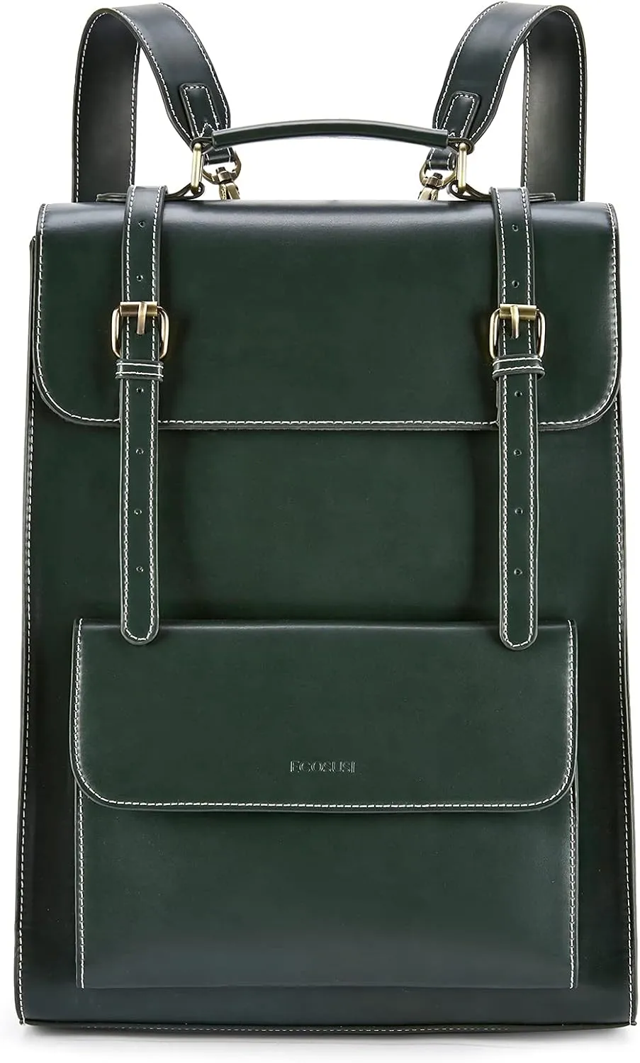 ECOSUSI Laptop Backpack for Women PU Leather Backpack Vintage for Laptop 15.6 inches Computer Bag College Bookbag