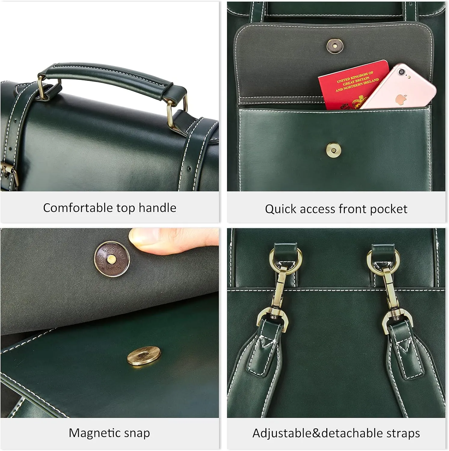 ECOSUSI Laptop Backpack for Women PU Leather Backpack Vintage for Laptop 15.6 inches Computer Bag College Bookbag