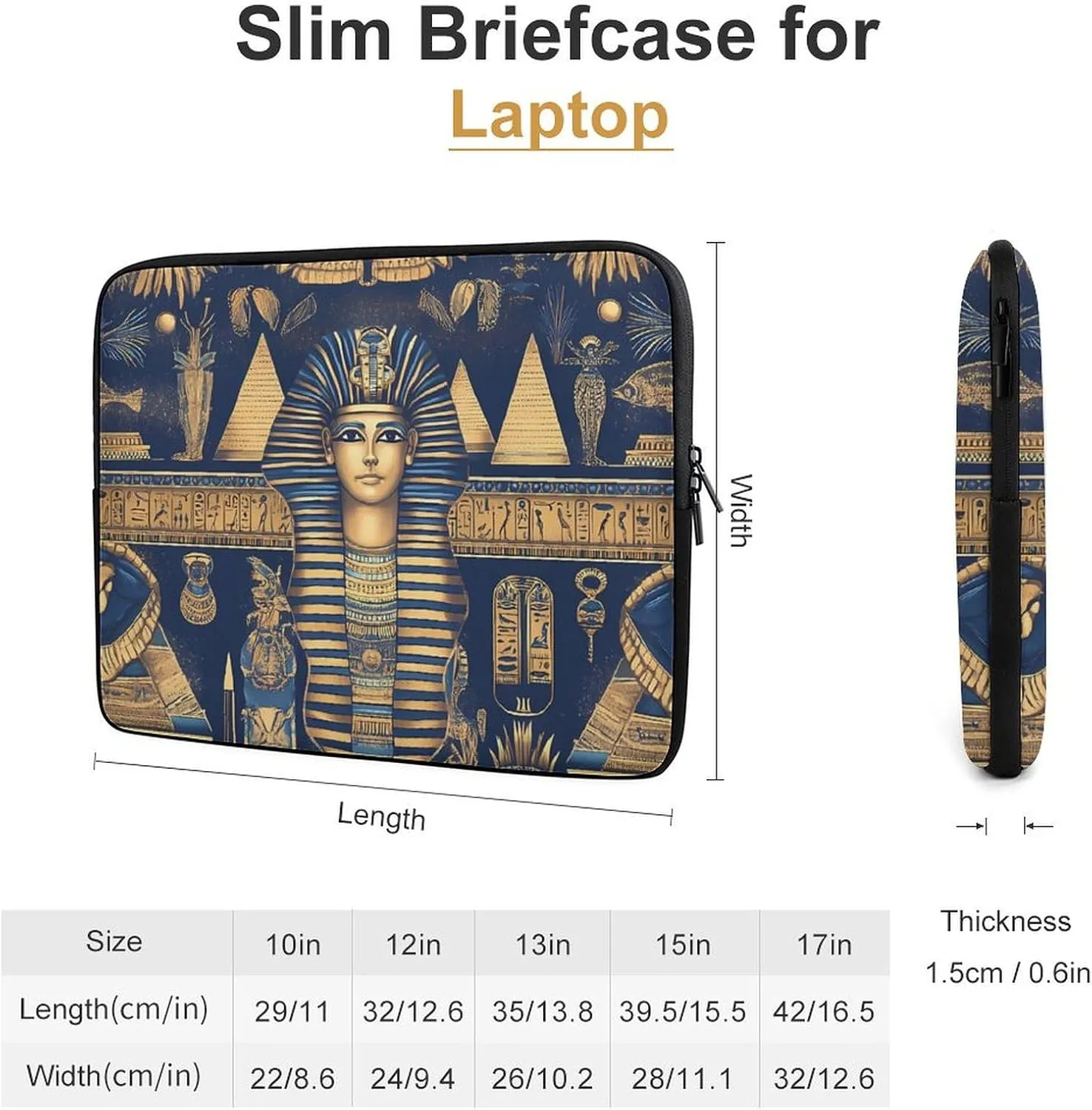 Egyptian Tradition Pattern Fashion Laptop Sleeve Bag Computer Carrying Case for Business Office Travel