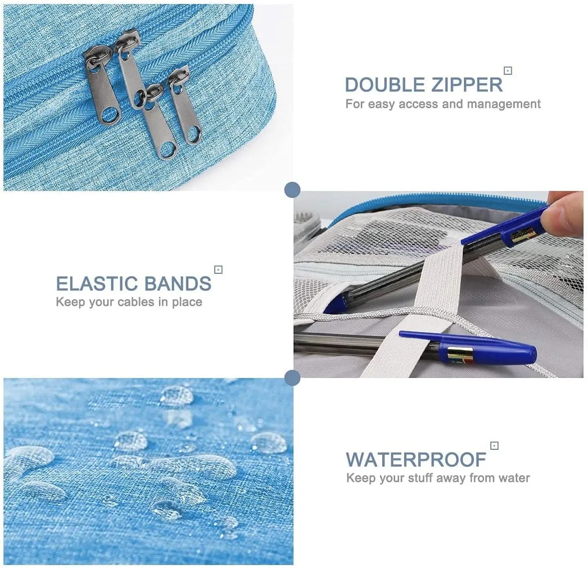 Electronics Organizer, Jelly Comb Electronic Accessories Cable Organizer Bag Waterproof Travel Cable Storage Bag for Charging Cable, Power Bank, iPad