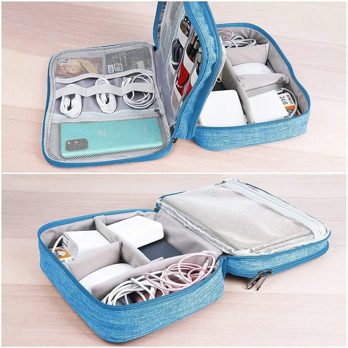 Electronics Organizer, Jelly Comb Electronic Accessories Cable Organizer Bag Waterproof Travel Cable Storage Bag for Charging Cable, Power Bank, iPad