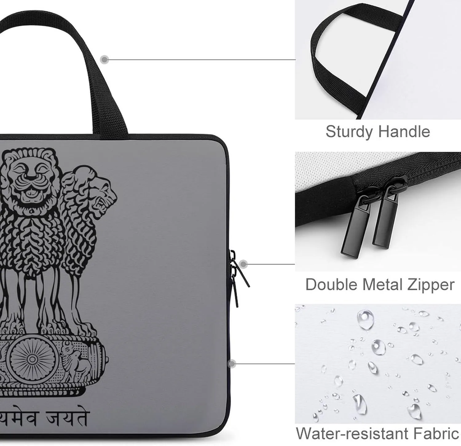 Emblem of India Funny Laptop Bag Printed Protective Cover Case Handbag for Laptop/Notebook/Ultrabook 10/12/13/15/17 Inches