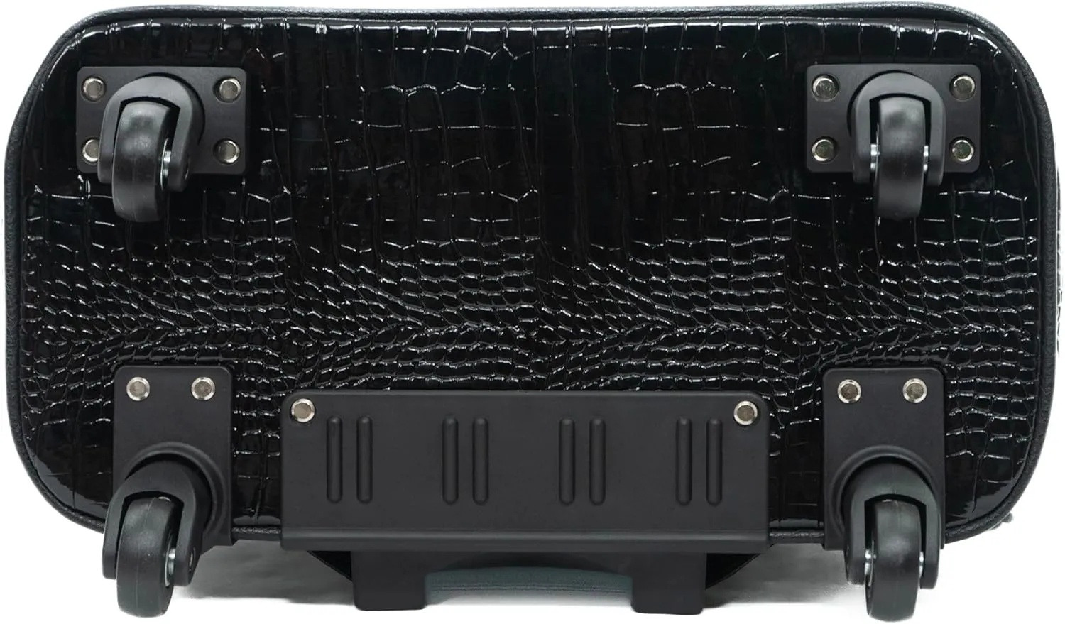 Emerald Green and Black Rolling Laptop Bag for Women – Premium Crocodile Embossed PU Leather Business Trolley – Stylish 17.3” Laptop Briefcase with Spinner Wheels