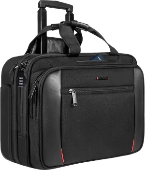 EMPSIGN Rolling Briefcase Laptop Bag,17.3" Computer bag with wheels, Water Repellent Travel Roller Underseat Bag with RFID Blocking Pocket,Rolling Work Bags for women/men -Black