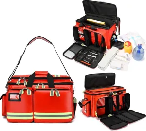 Empty First Aid Kit, Waterproof Compact Emergency Response Trauma Bag for Home, Office, Car, Travel, Outdoor, Camping, Hiking, Boating(Color:Red), 61X37X34CM