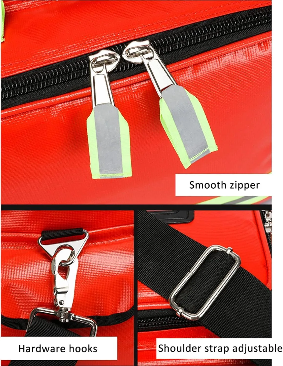 Empty First Aid Kit, Waterproof Compact Emergency Response Trauma Bag for Home, Office, Car, Travel, Outdoor, Camping, Hiking, Boating(Color:Red), 61X37X34CM