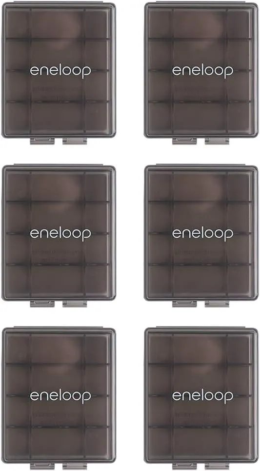 Eneloop Panasonic BQ-CASEK6SA pro Battery Storage Cases with 4AA or 5AAA Battery Capacity, Obsidian Gray (Pack of 6)