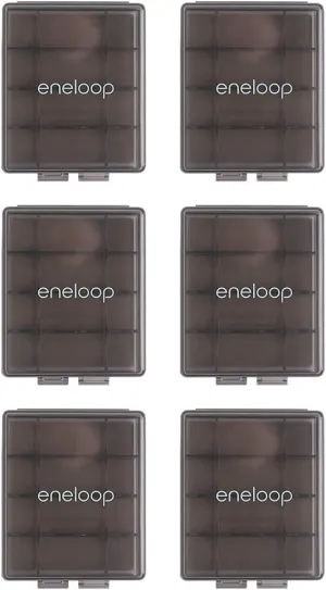Eneloop Panasonic BQ-CASEK6SA pro Battery Storage Cases with 4AA or 5AAA Battery Capacity, Obsidian Gray (Pack of 6)