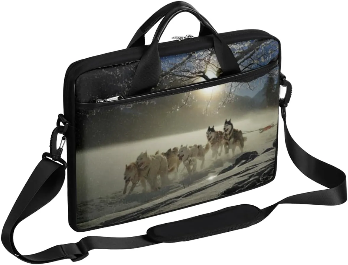 Energetic Dogs Laptop Computer Bag Waterproof Shoulder Messenger Bag 13-15 inch Durable Laptop Tote Bag with Shoulder Strap Handle Lightweight Crossbody Briefcase