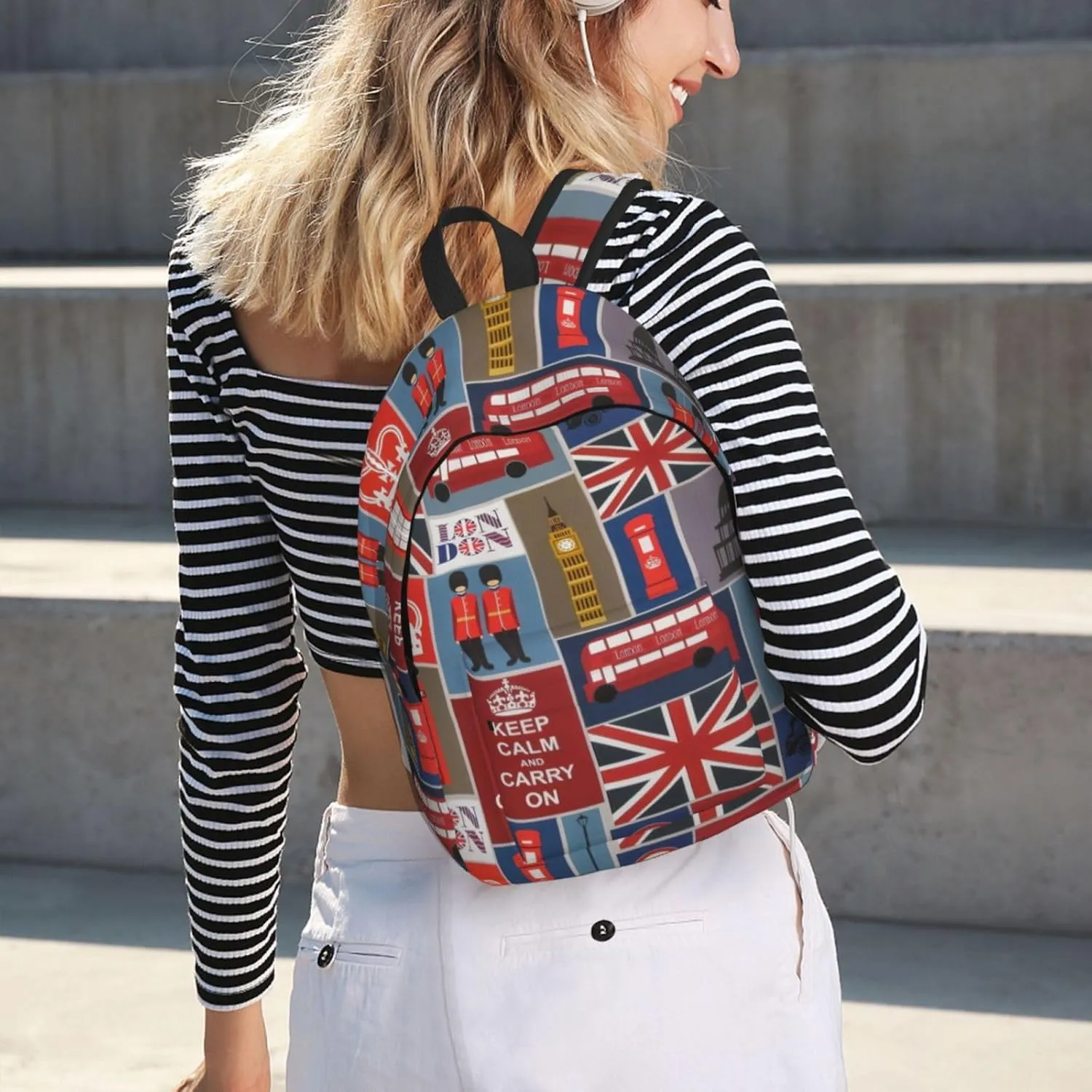 England Symbols Canvas Backpack Laptop Travel Bag, Anti-Water and Ergonomic Straps for College Business Work