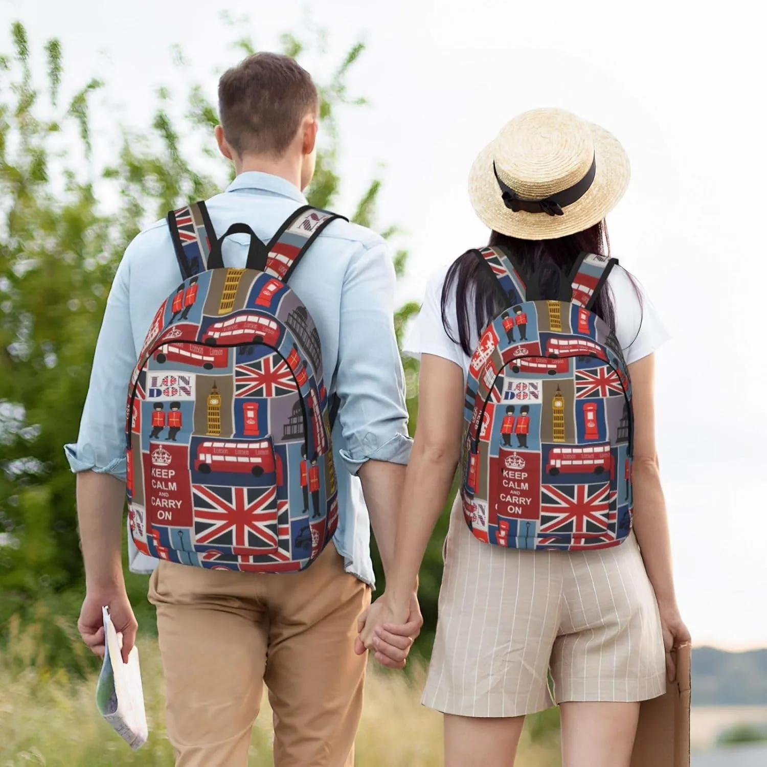 England Symbols Canvas Backpack Laptop Travel Bag, Anti-Water and Ergonomic Straps for College Business Work