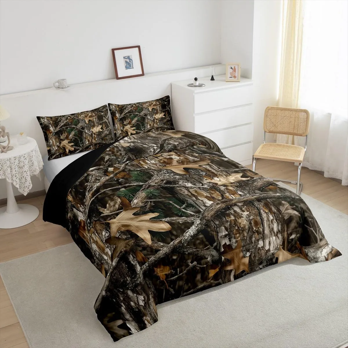 Erosebridal Rustic Bedding Set Camo Comforter King for Adults Teens Men Farmhouse Country Cabin Hunting Forest Lodge Down Comforetr,Kids Boys Western Woodland Country Duvet Set for Room Decor