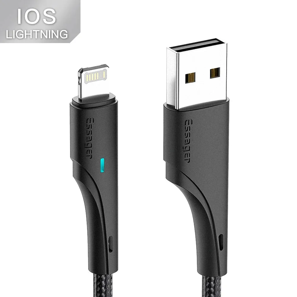 Essager USB Cable For iPhone 14 13 12 11 Pro Max XR XS 8 7 Plus Cable Fast Charging Cable for iPhone Charger Cable USB Wire Cord